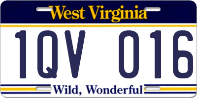 WV license plate 1QV016