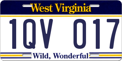 WV license plate 1QV017
