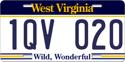 WV license plate 1QV020