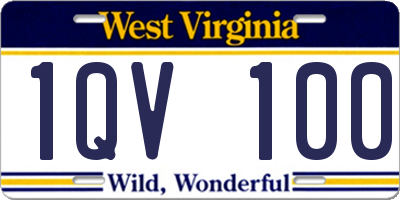 WV license plate 1QV100