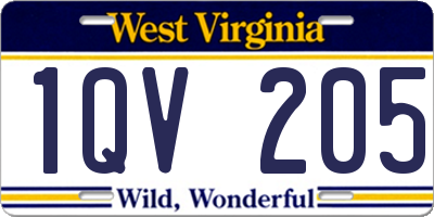 WV license plate 1QV205