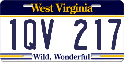 WV license plate 1QV217