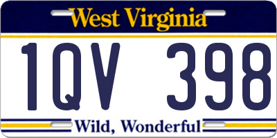 WV license plate 1QV398