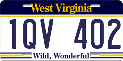 WV license plate 1QV402