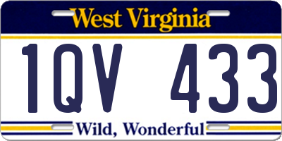 WV license plate 1QV433