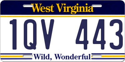 WV license plate 1QV443
