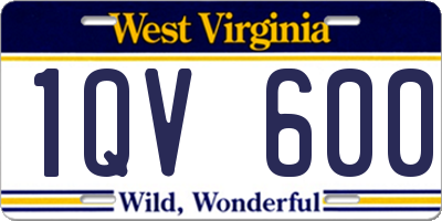 WV license plate 1QV600