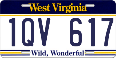 WV license plate 1QV617