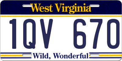 WV license plate 1QV670
