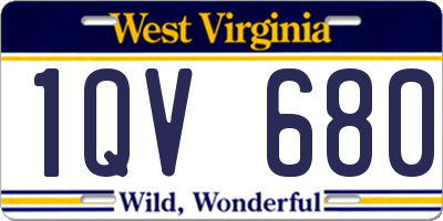 WV license plate 1QV680