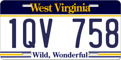 WV license plate 1QV758