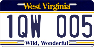 WV license plate 1QW005