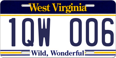 WV license plate 1QW006
