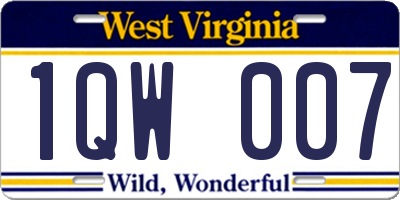 WV license plate 1QW007