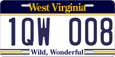 WV license plate 1QW008