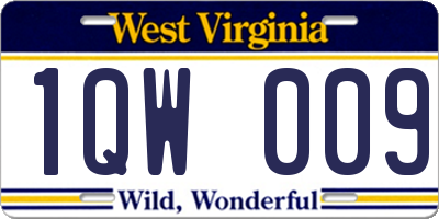 WV license plate 1QW009