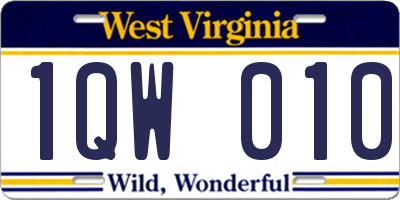 WV license plate 1QW010