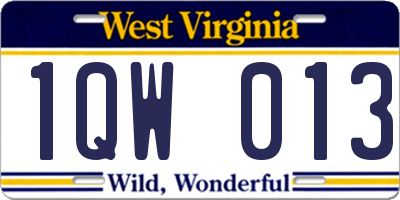 WV license plate 1QW013