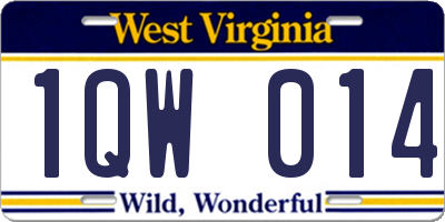 WV license plate 1QW014