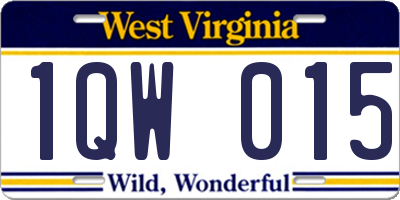 WV license plate 1QW015