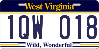 WV license plate 1QW018