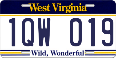 WV license plate 1QW019