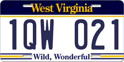 WV license plate 1QW021