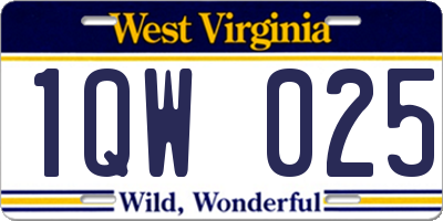 WV license plate 1QW025