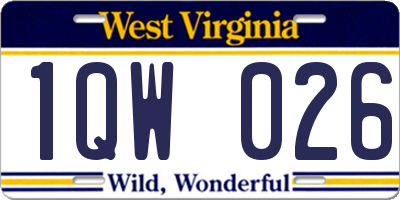 WV license plate 1QW026