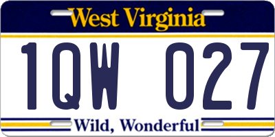 WV license plate 1QW027