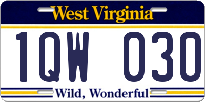 WV license plate 1QW030