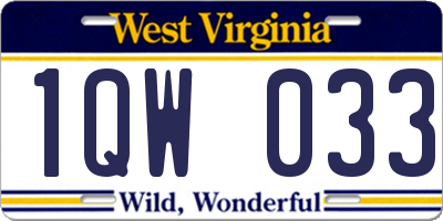 WV license plate 1QW033