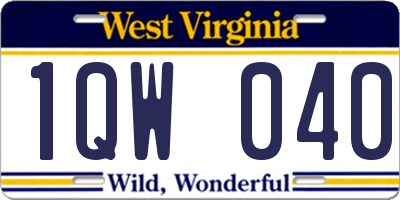 WV license plate 1QW040