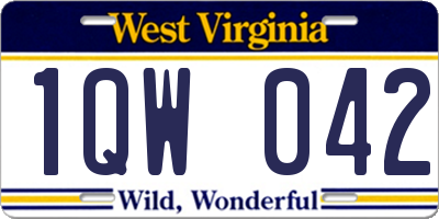 WV license plate 1QW042
