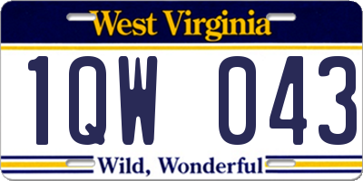 WV license plate 1QW043