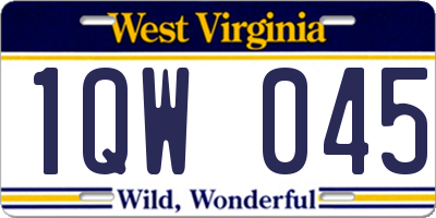 WV license plate 1QW045