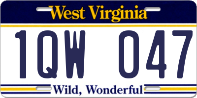 WV license plate 1QW047