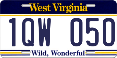 WV license plate 1QW050