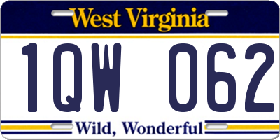 WV license plate 1QW062