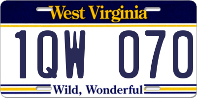 WV license plate 1QW070