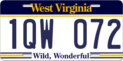 WV license plate 1QW072