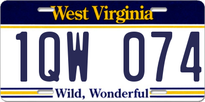 WV license plate 1QW074
