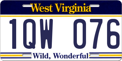 WV license plate 1QW076