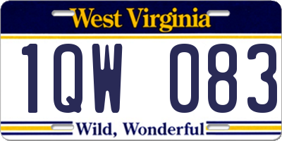 WV license plate 1QW083