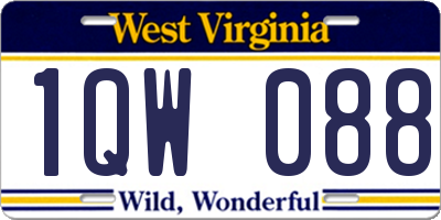 WV license plate 1QW088
