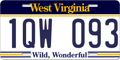 WV license plate 1QW093
