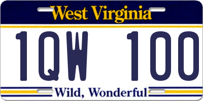 WV license plate 1QW100