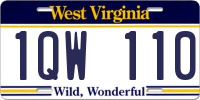 WV license plate 1QW110