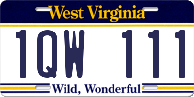 WV license plate 1QW111
