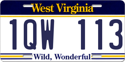 WV license plate 1QW113